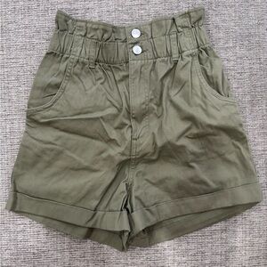 H&M High-Waisted Green Shorts